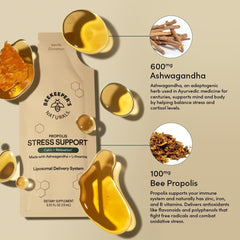 Beekeeper's Naturals stress support packets ready for daily use.