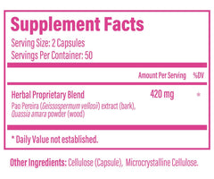 Beljanski Pao V FM label close-up highlights premium extracts for quality.