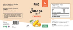 Bella All Natural label close-up emphasizing clean ingredients and garlic oil.