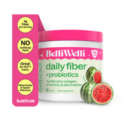 Belli Welli Watermelon fiber tub showcases organic acacia for daily support.