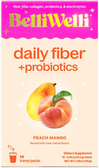Belli Welli Peach Mango fiber travel pack cover for on-the-go gut health