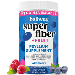 Bellway Super Fiber Powder packaging highlights a sugar-free berry flavor for daily digestive support.