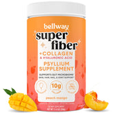 Bellway Super Fiber Powder Peach Mango bottle for daily gut support and radiant skin.