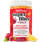 Bellway Super Fiber Powder tub showing organic psyllium husk for daily fiber intake