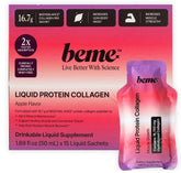 BeMe Liquid Protein Shots Apple sachets for on-the-go nutrition and muscle support.