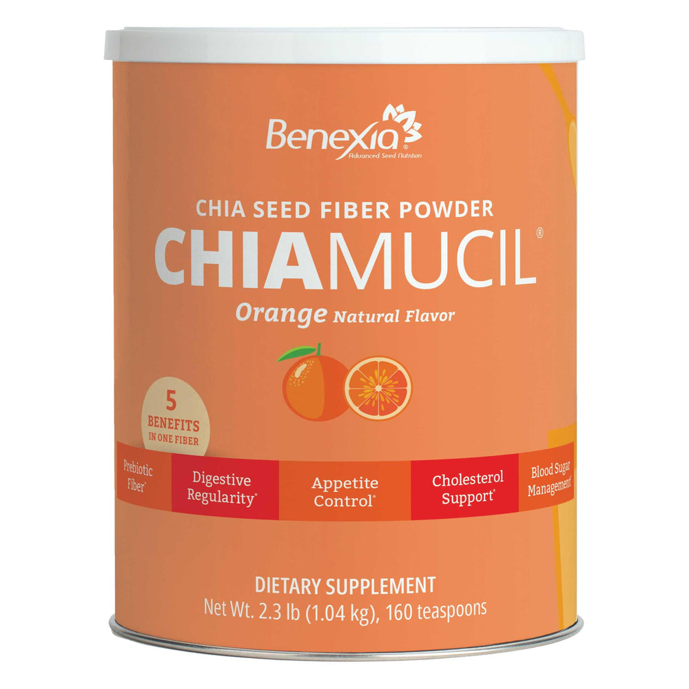 Benexia Chiamucil powder being scooped for easy mixing into drinks