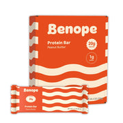 BENOPE peanut butter protein bar packaging, convenient 60g on-the-go energy.