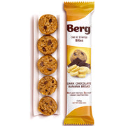 Berg Bites dark chocolate banana bread bite close-up showing rich texture for energy on the go.