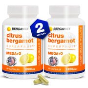 BergaMet Citrus Bergamot bottle with capsules for daily wellness and potential cholesterol support.