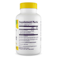Bergamonte extract label closeup emphasizing polyphenols and third-party testing for quality.