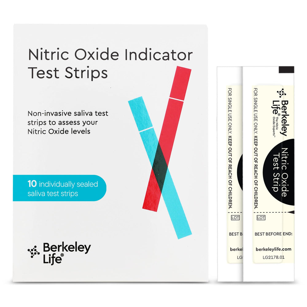 Berkeley Life nitric oxide test strips pack for convenient at-home monitoring.