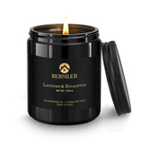 Bersiler Lavender Eucalyptus Candle burning to create calming home ambiance.