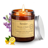Bersiler Lavender Lemon candle in a jar for a refreshing, calming home ambiance.