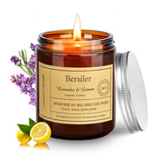 Bersiler Lavender Lemon candle in a jar for a refreshing, calming home ambiance.