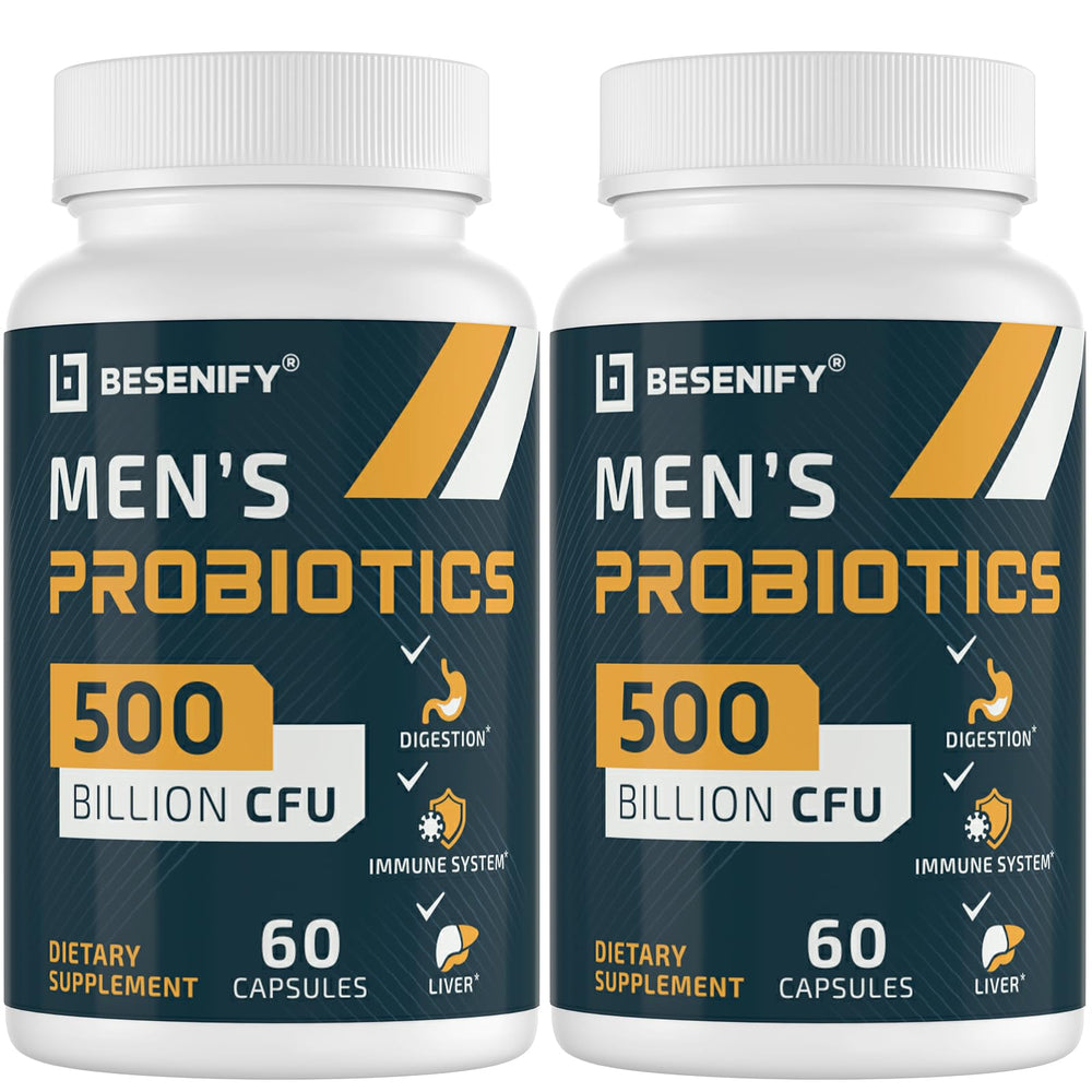 Besenify Probiotics for Men bottle with label emphasizing potency