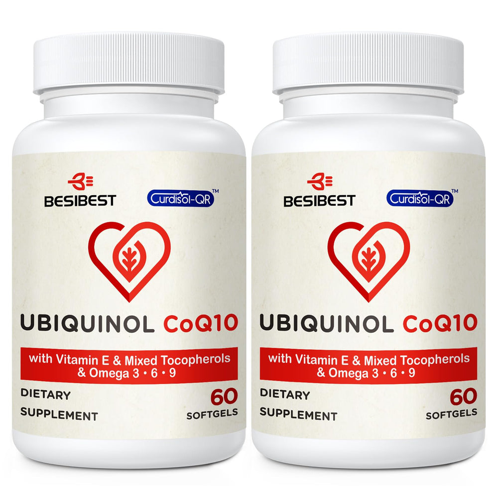Besibest Ubiquinol 600mg softgel bottle showcases high-dose CoQ10 for daily energy support.