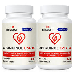 Besibest Ubiquinol 600mg softgel bottle showcases high-dose CoQ10 for daily energy support.