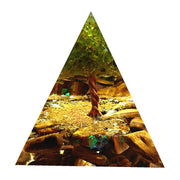 Besorgone Peridot Tree of Life Orgone Pyramid with Tiger Eye Stone in gift box.
