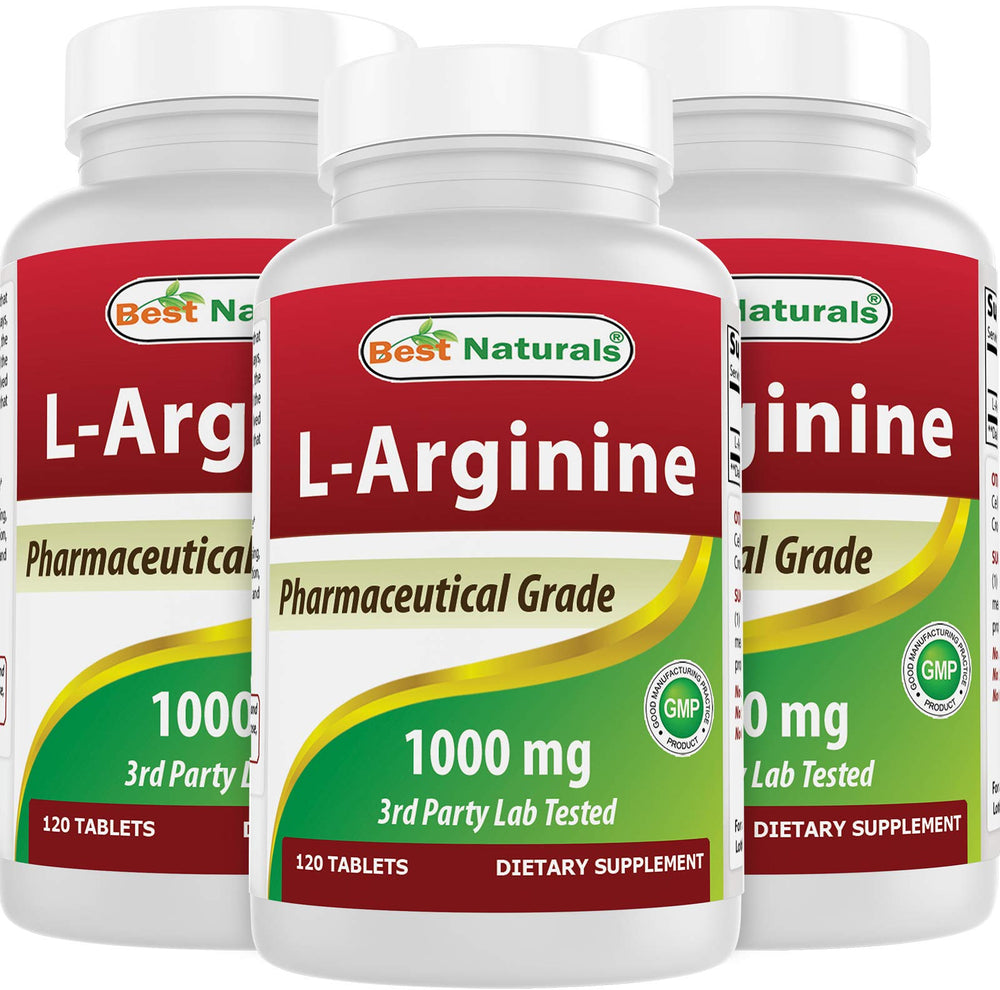 Best Naturals L-Arginine 1000 mg bottle front supports daily supplement routine.