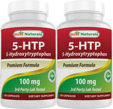 Best Naturals 5-HTP bottle hero image for daily mood balance support.
