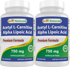 Best Naturals Acetyl L-Carnitine Alpha Lipoic Acid bottle front, third-party tested purity.