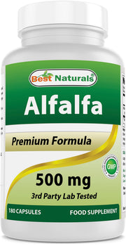 Best Naturals Alfalfa Green Super Food bottle close-up for daily nutrition.