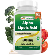 Best Naturals Alpha Lipoic Acid 600 mg bottle front supports antioxidant-friendly daily routine