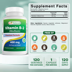 Best Naturals B2 riboflavin bottle pour showing easy to swallow capsules on the go