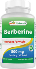 Best Naturals Berberine 500mg bottle-front promotes daily immune support.