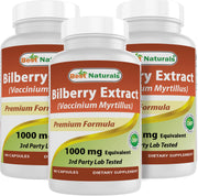 Best Naturals Bilberry 1000 mg bottle front with purity badge for quality
