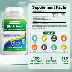 Best Naturals Black Seed capsules closeup emphasizing easy to swallow daily supplement