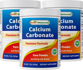 Best Naturals calcium carbonate powder bottle front view, highlighting food-grade quality for culinary use