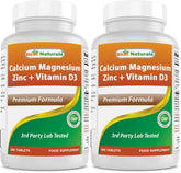 Best Naturals calcium magnesium zinc with vitamin d3 bottle front showing minerals for bone support