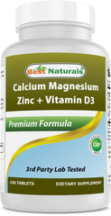 Best Naturals calcium magnesium zinc with vitamin d3 bottle front for daily bone-support routine