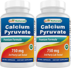 Best Naturals Calcium Pyruvate bottle shows 120 capsules for easy daily use.