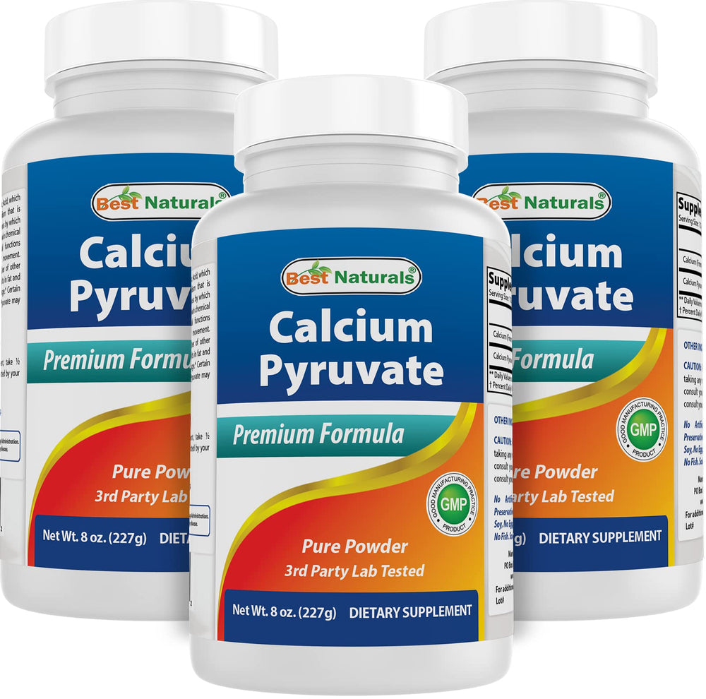 Best Naturals Calcium Pyruvate Powder bottle for daily supplementation.