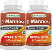Best Naturals D-Mannose bottle showing 1500 mg per serving.