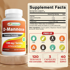 Close-up of Best Naturals D-Mannose capsules ready to take.