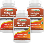 Best Naturals fast-acting lactase enzyme bottle front view for quick dairy digestion support.