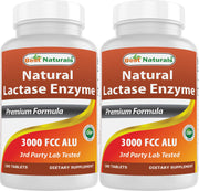 Best Naturals lactase enzyme bottle front, highlighting dairy digestion support