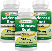 Best Naturals Goldenseal Root 570 mg bottle for daily use.