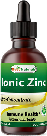 Best Naturals Ionic Liquid Zinc bottle front shows premium glass packaging for purity.