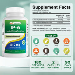 Close-up of Best Naturals IP-6 capsules highlighting potency.