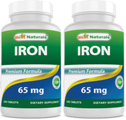 Best Naturals Iron Supplement 65 mg tablet for daily iron support.