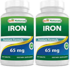Best Naturals Iron Supplement 65 mg tablet for daily iron support.
