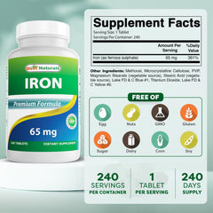 Best Naturals Iron Supplement bottle front showing trusted formula.