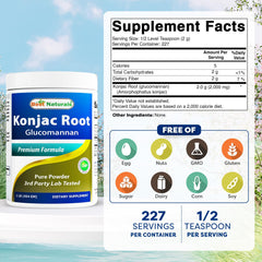 Best Naturals Konjac Glucomannan powder scoop displaying texture for daily use.