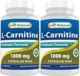 Best Naturals L-Carnitine 1000mg tablets in bottle with label for daily wellness