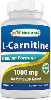 Best Naturals L-Carnitine 1000mg tablets bottle for daily energy support.