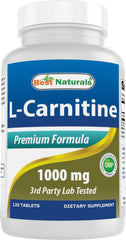 Best Naturals L-Carnitine Fumarate 1000mg bottle front for energy support.